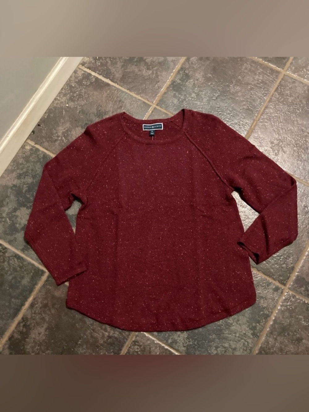 Karen Scott Curved-Hem Confetti Fleck Knit Pullover Sweater Women’s Size LP